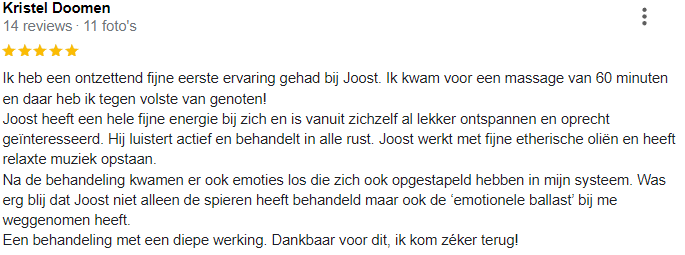 5 sterren review Massage praktijk Flowing